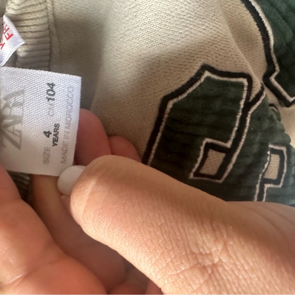Zara Kids USA Sweatshirt | Olive Green Varsity Letters | Size 3T and 4T - Picture 4 of 7